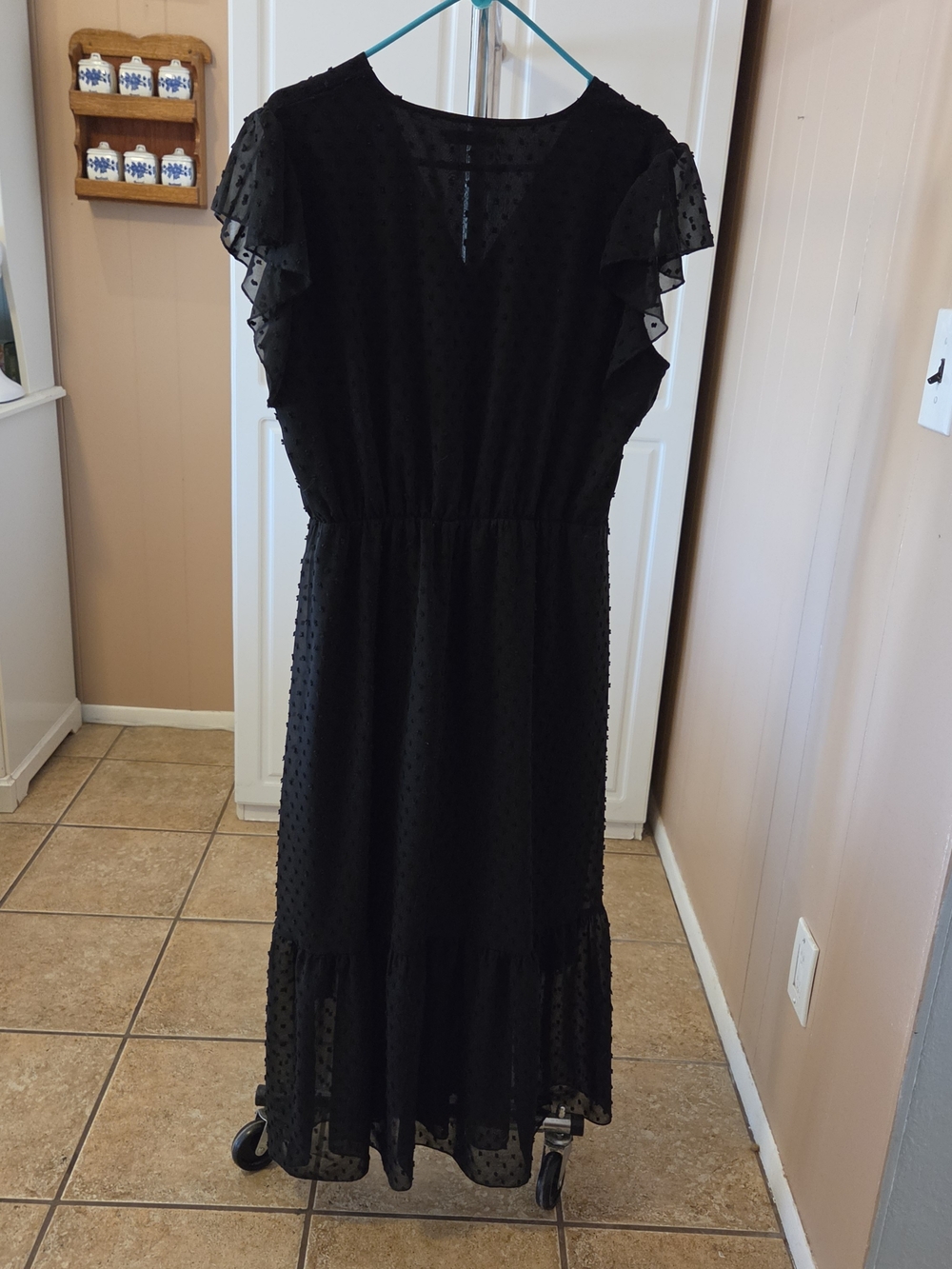 Black Swiss Dot Midi Dress - Classic Women's Dress